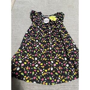 Dot Dot Smile Dress Girl’s Size 5/6 Black Floral Geometric Short Sleeve